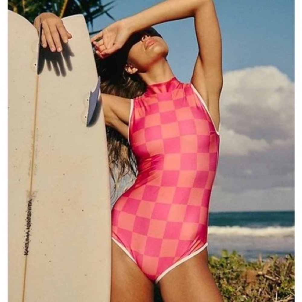 🆕 Free People X Salt Gypsy Jade One-Piece Surf Suit in Rose